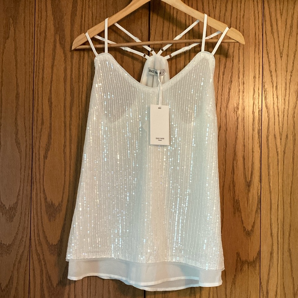 Full sequined tank top